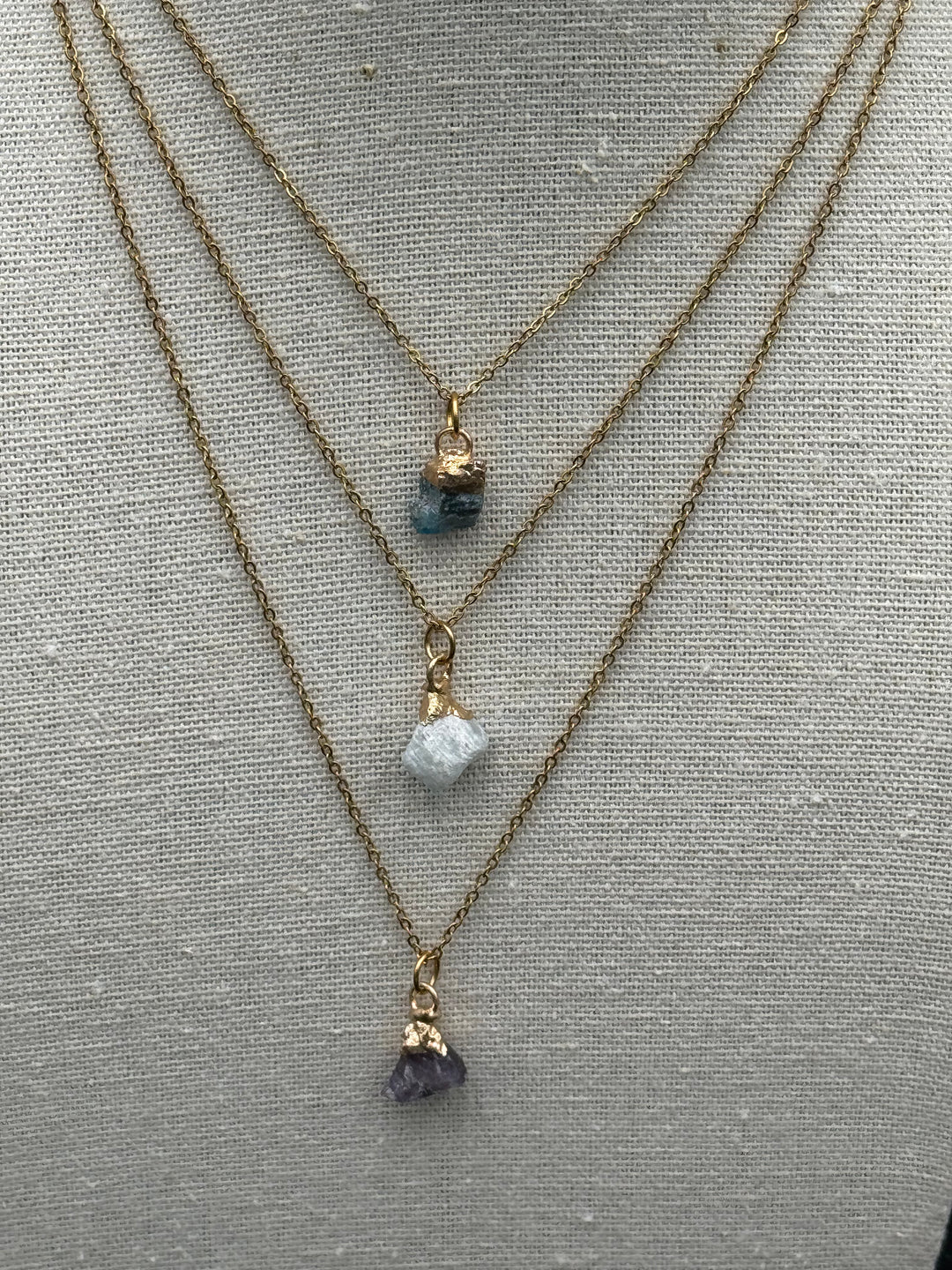 Build Your Own Zodiac Necklace set with 3 Natural Crystal pendants