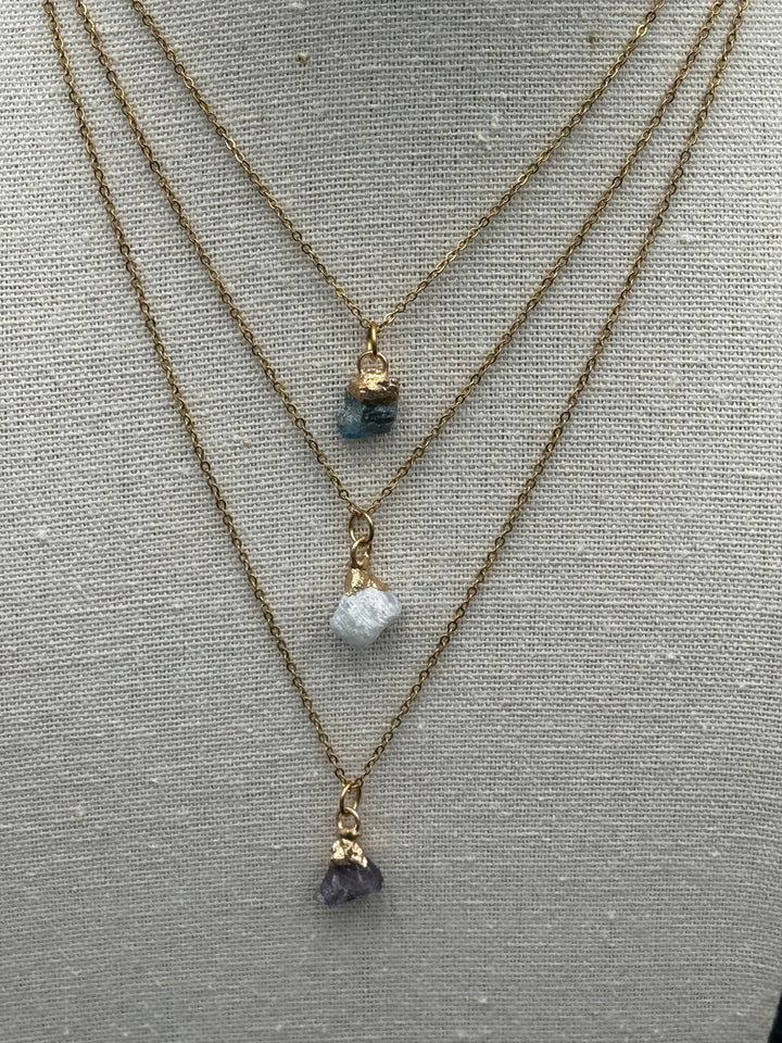 Build Your Own Zodiac Necklace set with 3 Natural Crystal pendants