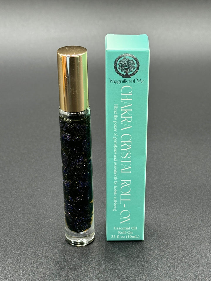 Blue Gold Sandstone Tranquility - Myrrh Infused Crystal Roll-On (Throat Chakra)