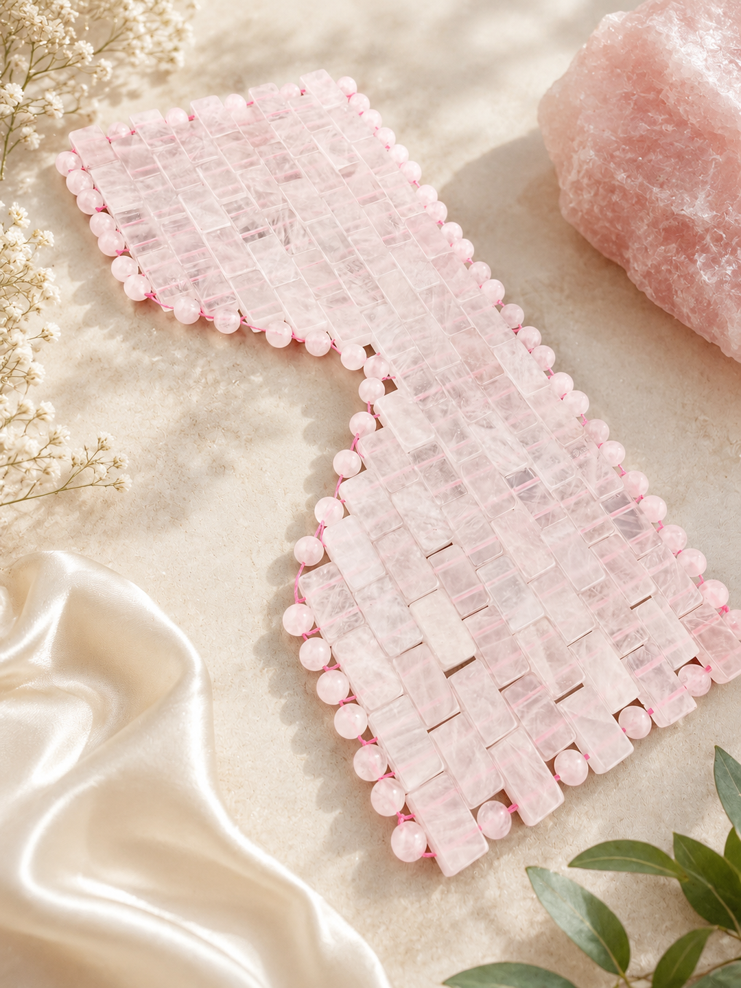 Natural Rose Quartz Crystal Eye Mask for Relaxation and Healing