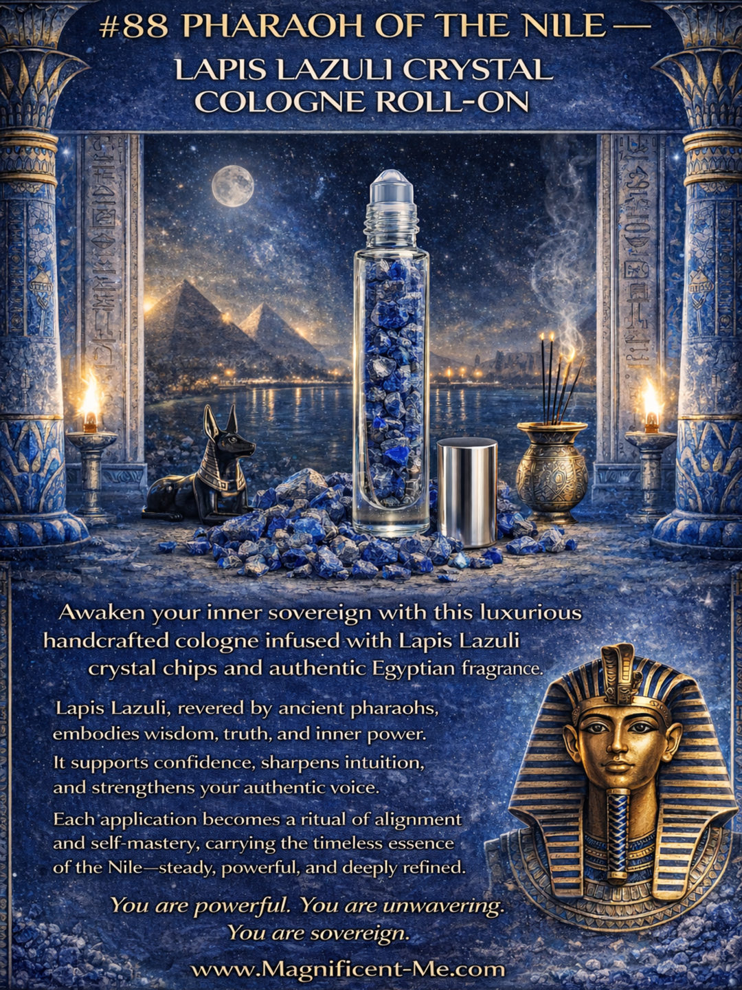 #88 Pharoh of the Nile — Lapiz Lazuli Crystal Cologne Roll-On