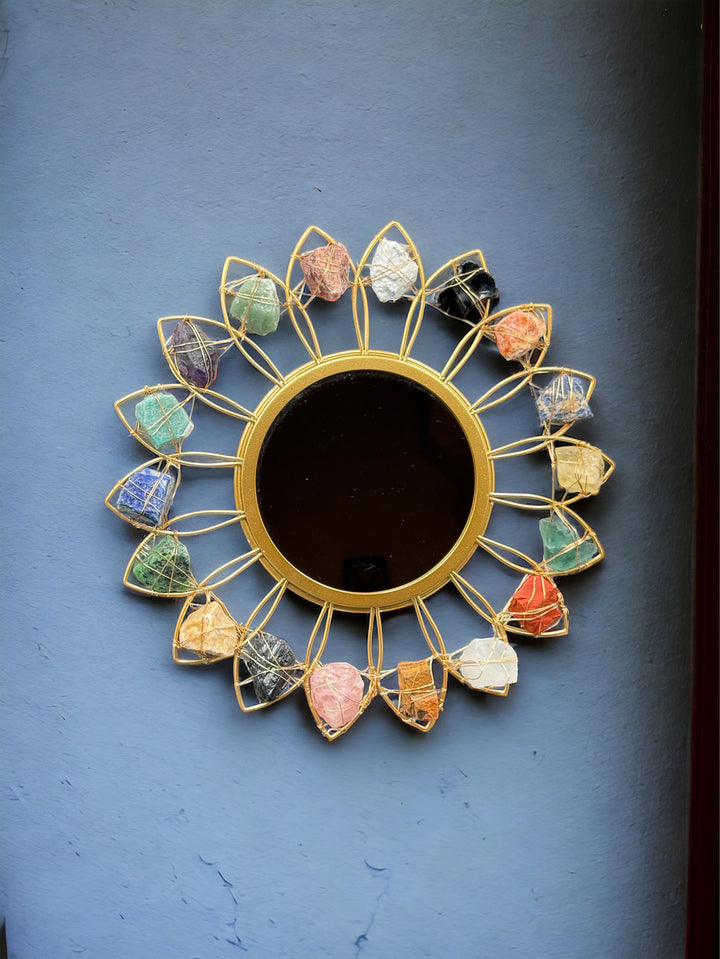 Golden Aura Crystal Flower Mirror