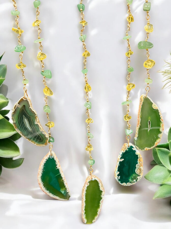 Green Aventurine, Agate & Fluorite Crystal Dreamcatcher Sun catcher