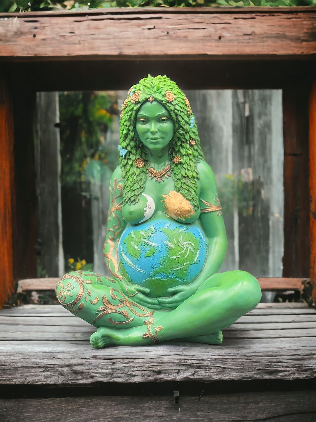 Large/Small Hand-painted "Gaia" Mother Earth Polyresin Statue