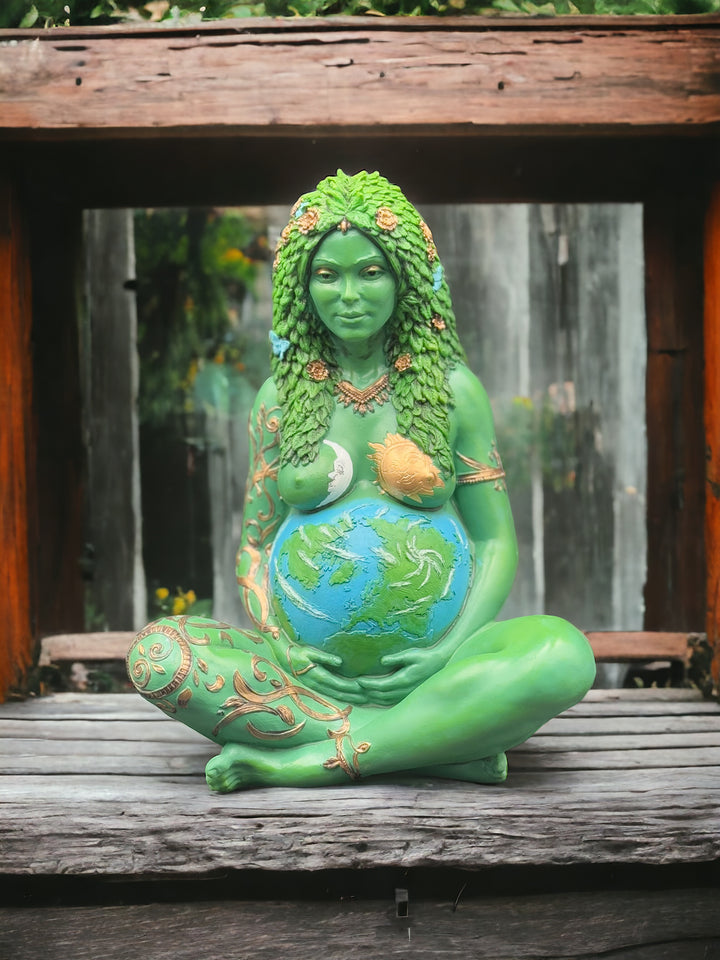 Large/Small Hand-painted "Gaia" Mother Earth Polyresin Statue
