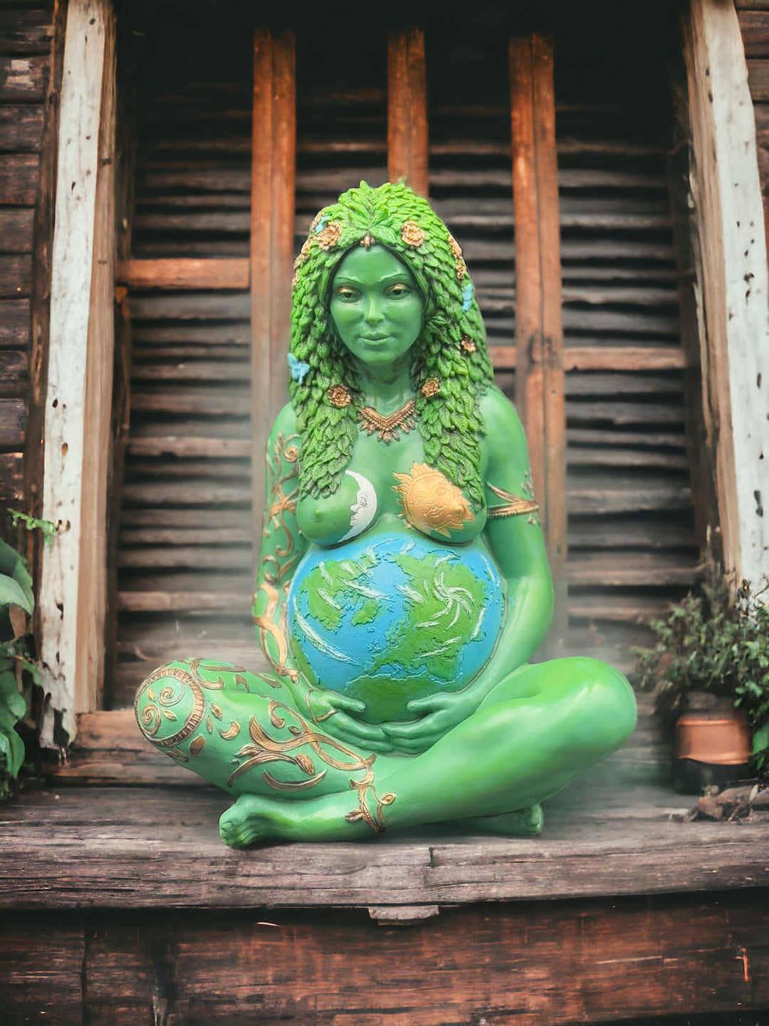 Large/Small Hand-painted "Gaia" Mother Earth Polyresin Statue