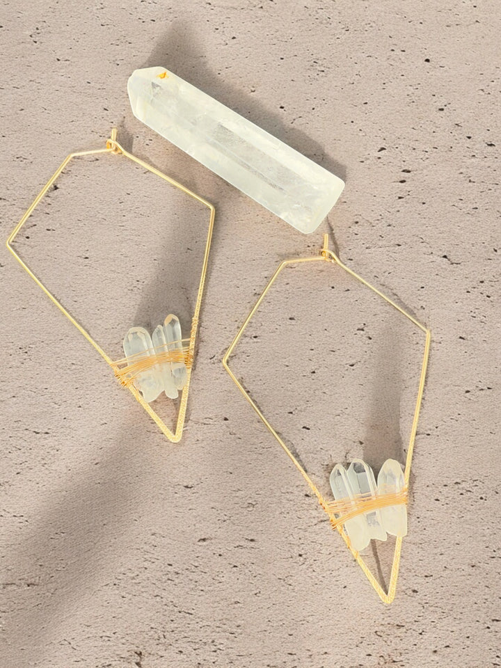 Natural Stone Copper Wire Hoop Earrings