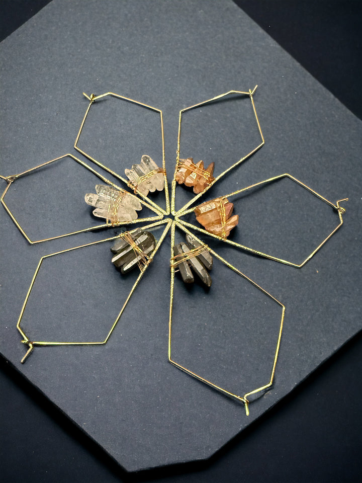 Natural Stone Copper Wire Hoop Earrings