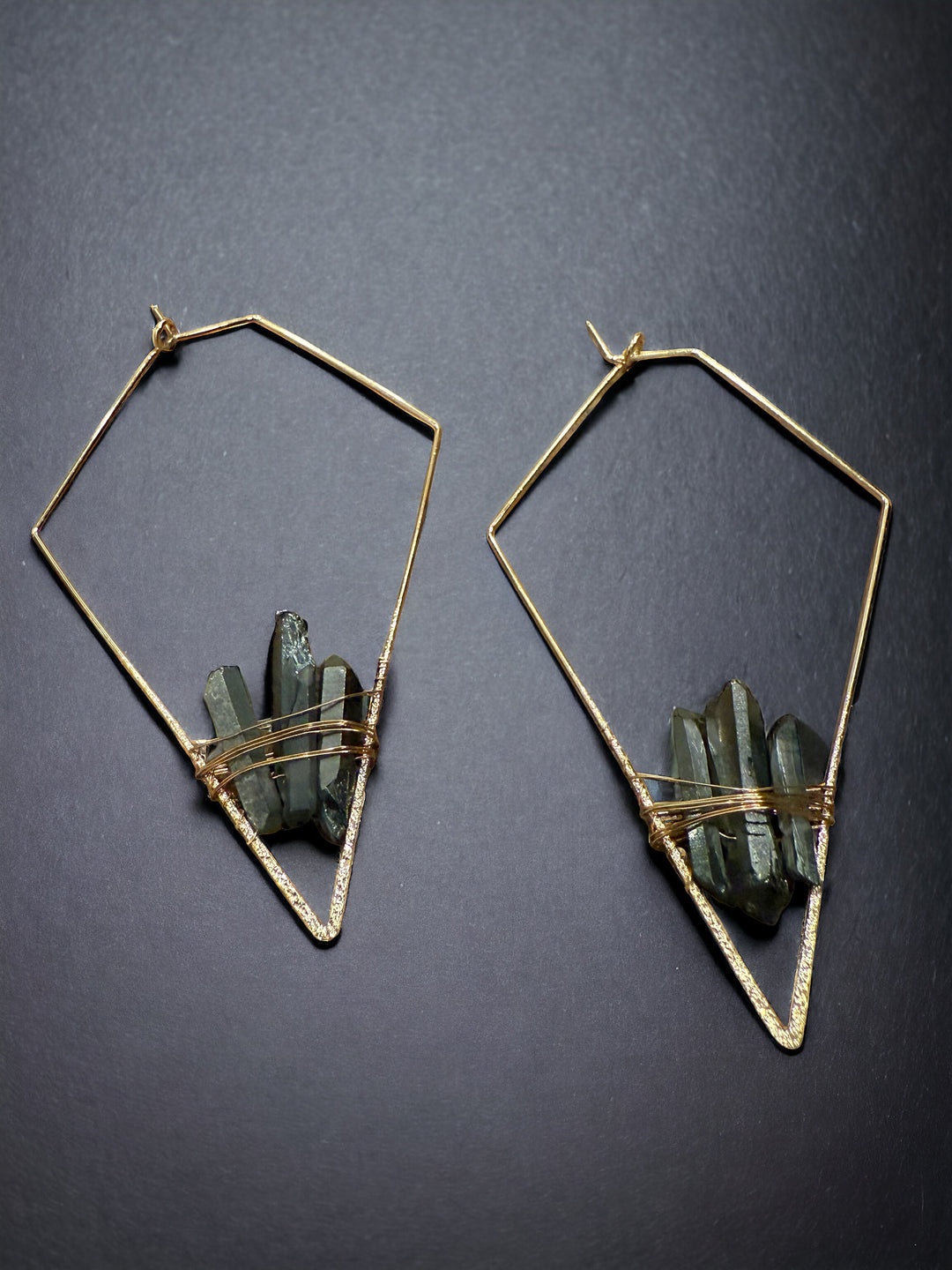 Natural Stone Copper Wire Hoop Earrings