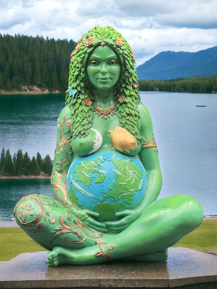 Large/Small Hand-painted "Gaia" Mother Earth Polyresin Statue