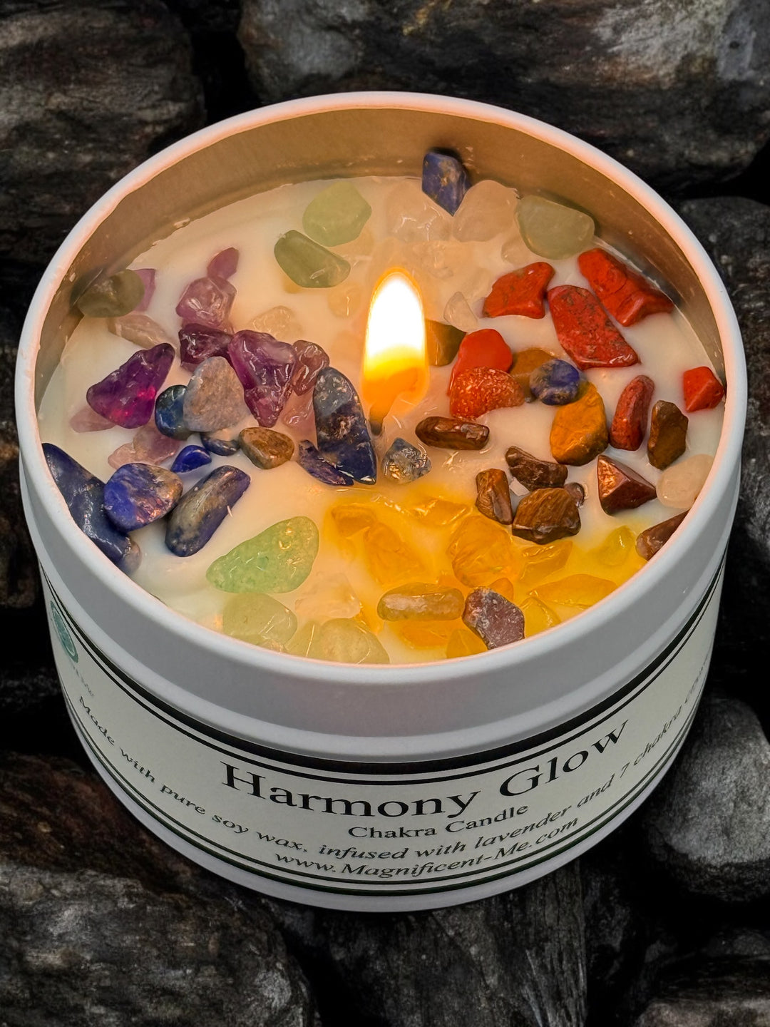 Harmony Glow 7 Crystals Chakra Candle