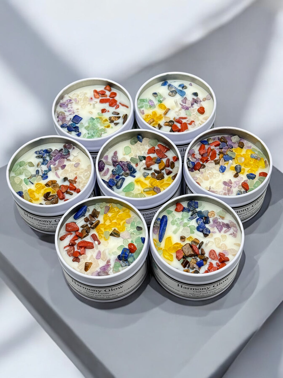 Harmony Glow 7 Crystals Chakra Candle