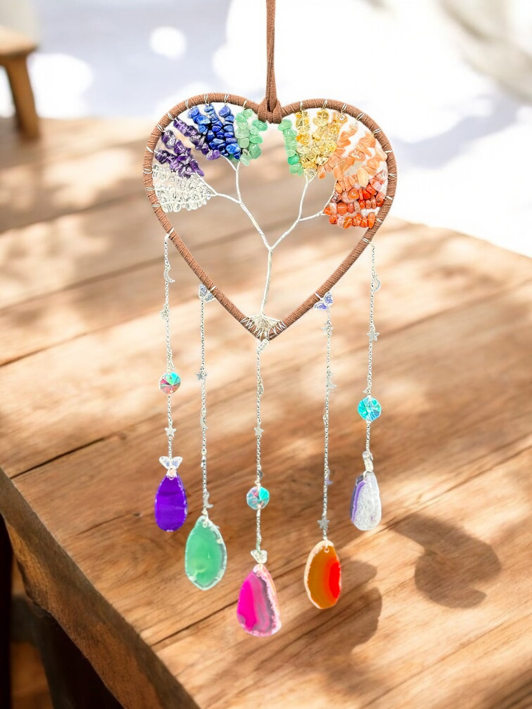 Celestial Harmony 7 Chakra Heart Sun Catcher