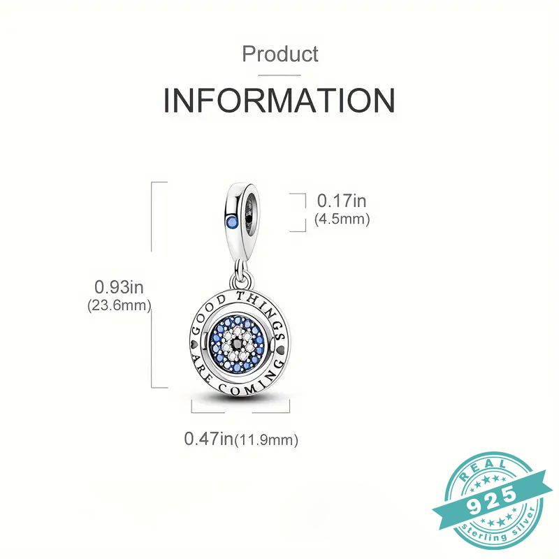 925 Sterling Silver With White & Blue Zircon Charms Collection (SS)