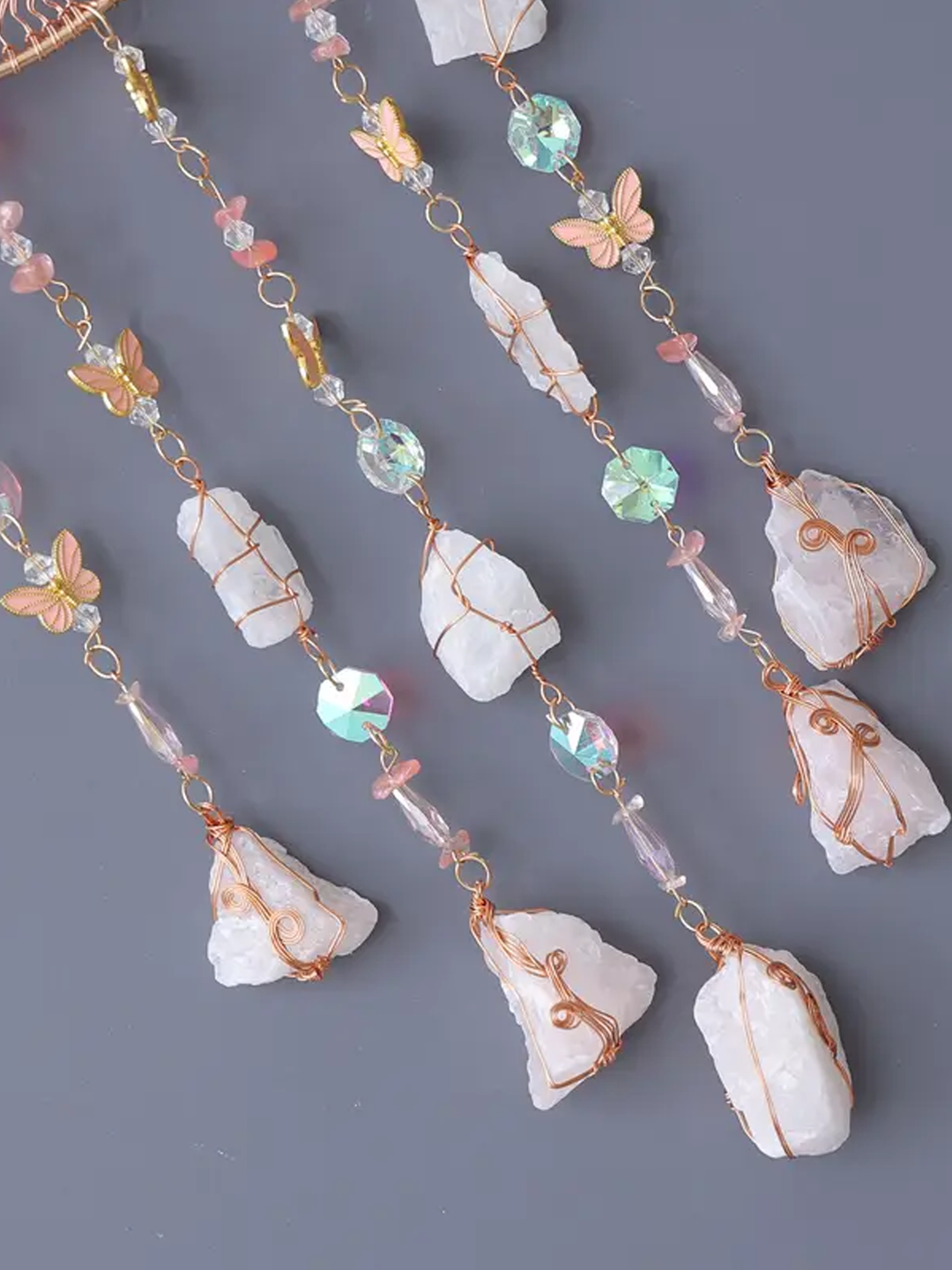 Rose Quartz with Butterflies Dreamcatcher Sun catcher