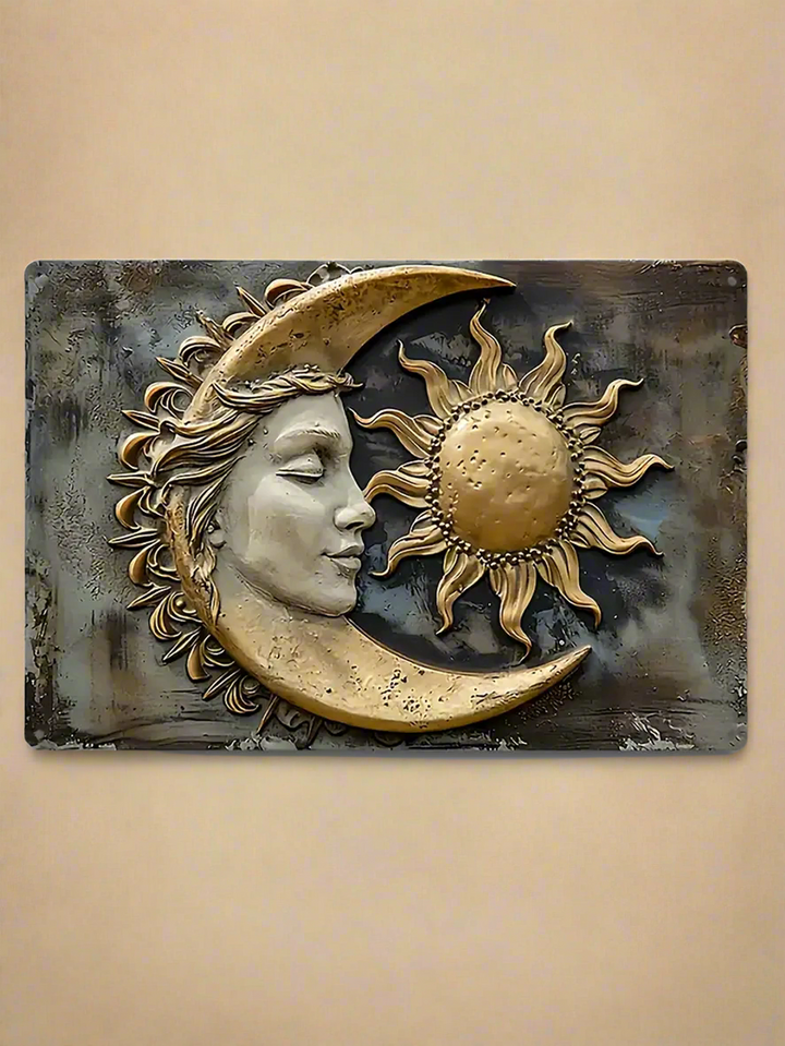 Celestial Harmony - Sun and Moon Metal Tin Sign