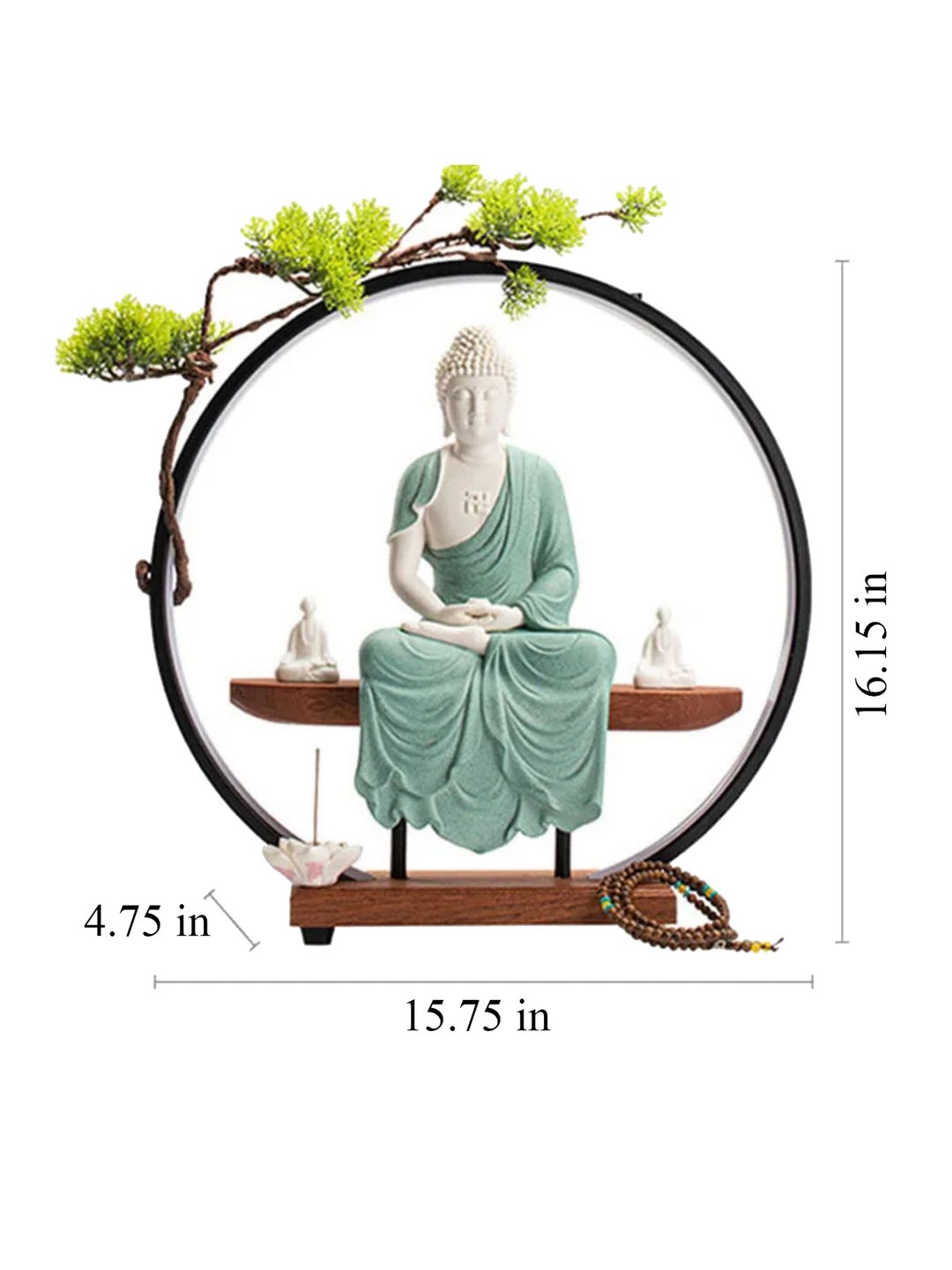 Buddha Statue Ceramic Waterfall Incense Burner with LED Light