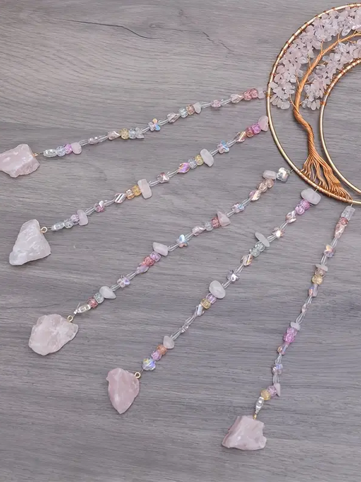 Rose Quartz Moon Dream Catcher / Sun Catcher