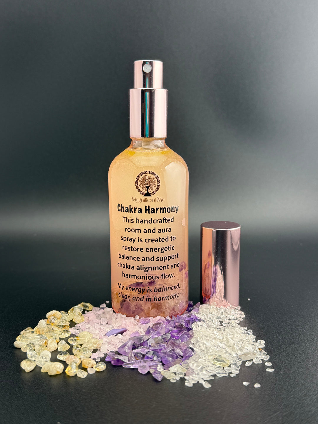 Chakra Harmony Room & Aura Spray 100ml by Magnificent Me for chakra balancing, energetic alignment, spiritual wellness, and inner harmony.