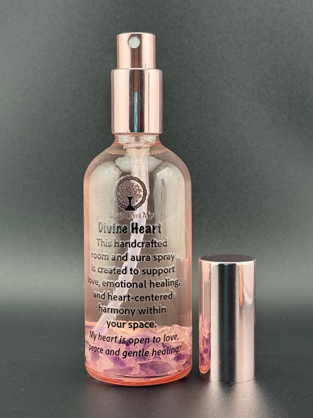 Divine Heart Room & Aura Spray by Magnificent Me for self-love, emotional healing, and heart-centered harmony.