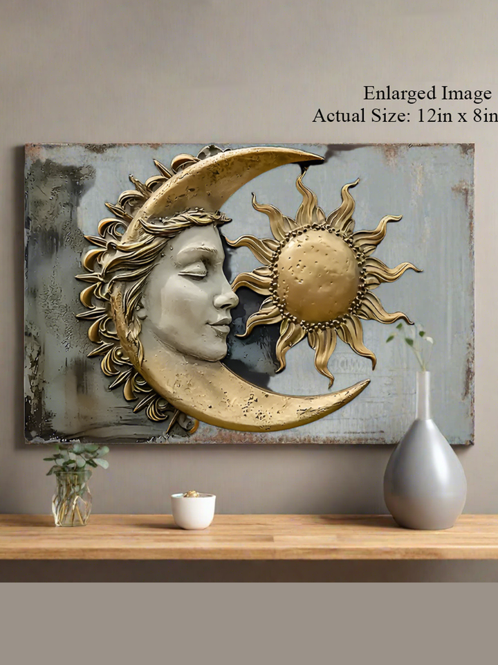 Celestial Harmony - Sun and Moon Metal Tin Sign