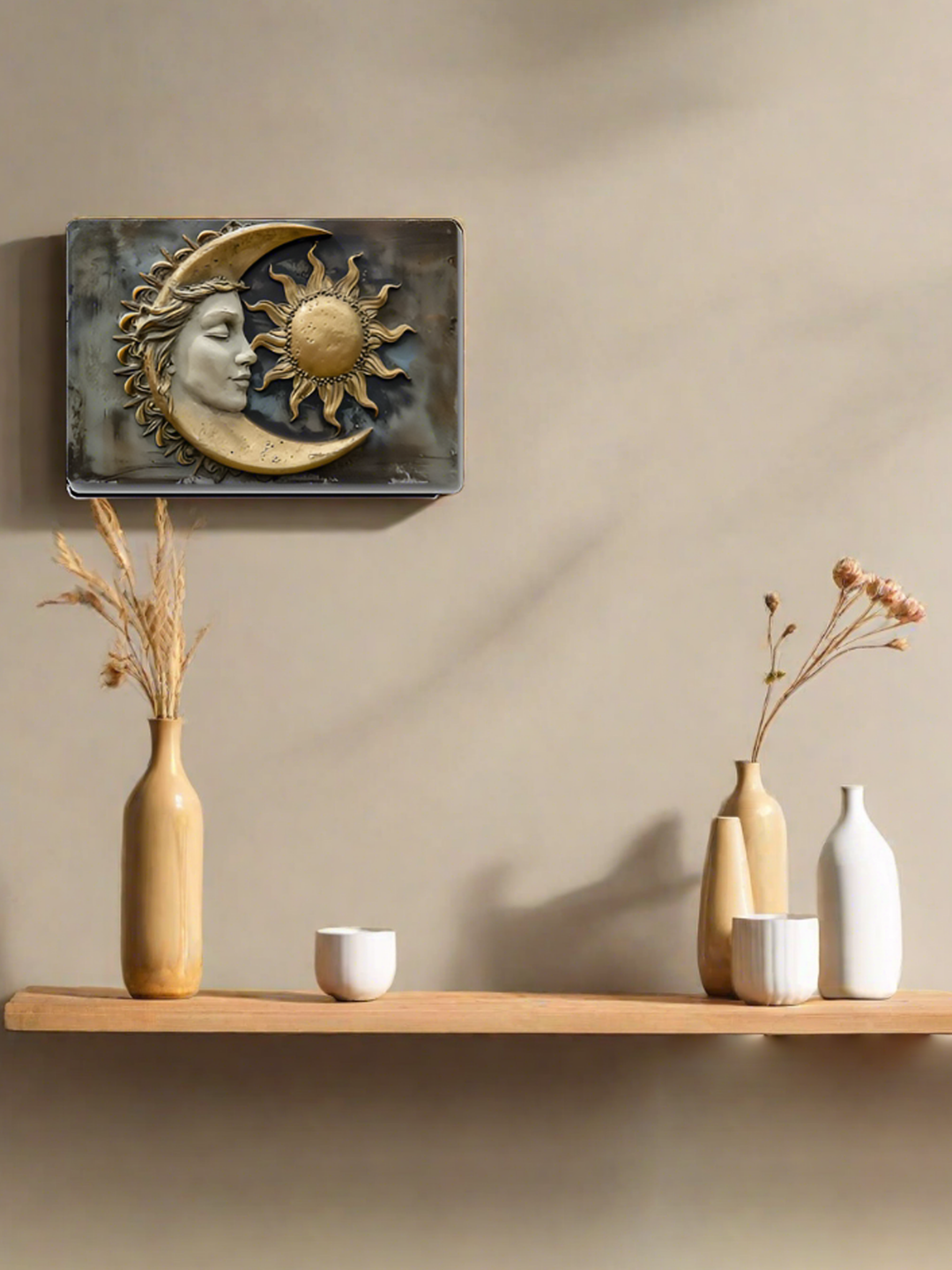 Celestial Harmony - Sun and Moon Metal Tin Sign
