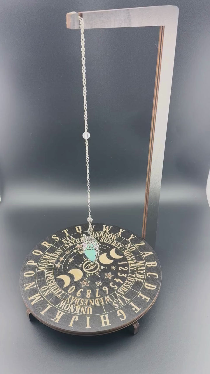 Wooden Pendulum Stand with Celestial Stars & Moon Design