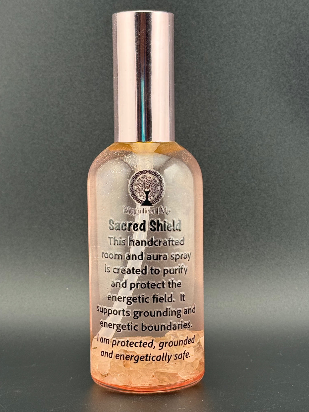 Sacred Shield Room & Aura Spray designed to purify energy, strengthen energetic boundaries, and promote grounding and balance.