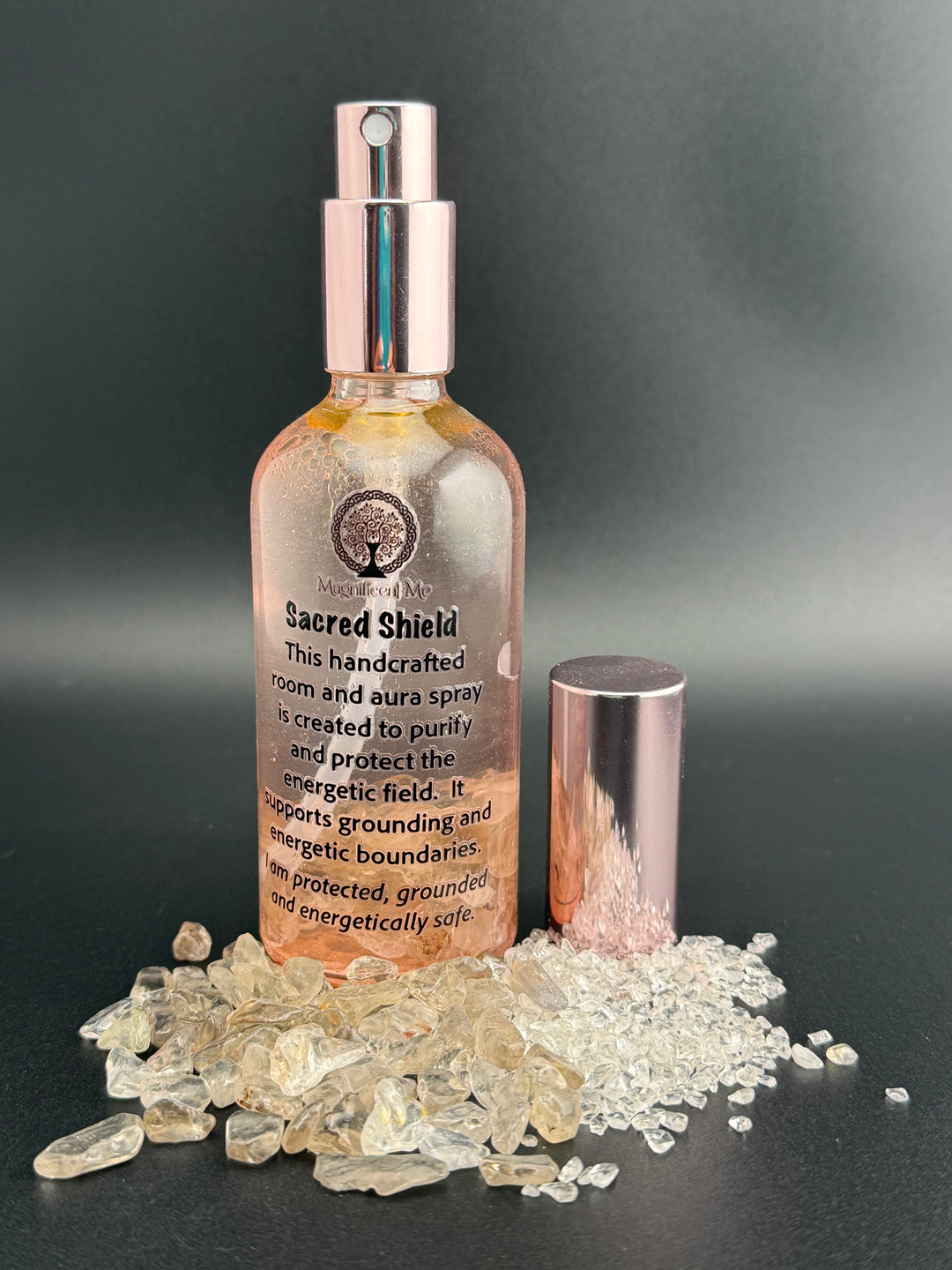 Sacred Shield Room & Aura Spray 100ml by Magnificent Me for energetic protection, grounding, purification, and spiritual well-being.
