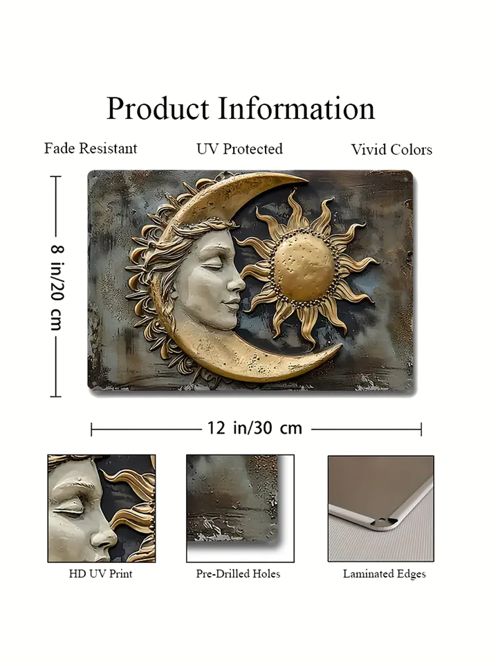 Celestial Harmony - Sun and Moon Metal Tin Sign